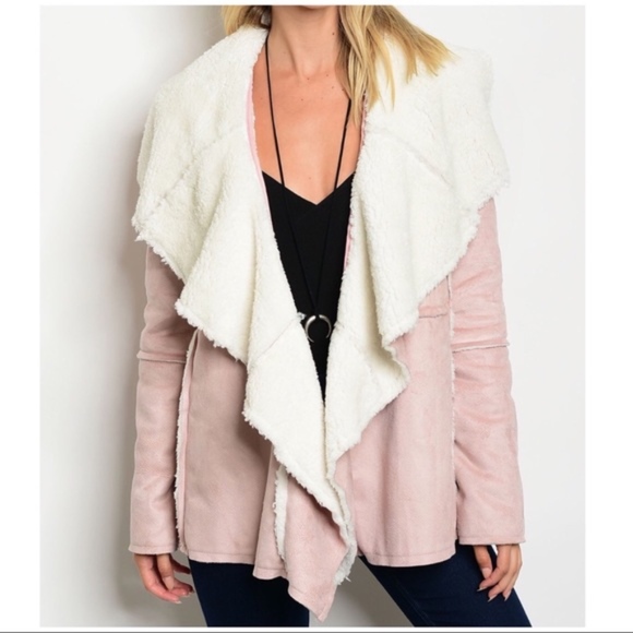 Pink Faux Suede Shearling Collar Jacket NWT - Picture 2 of 4